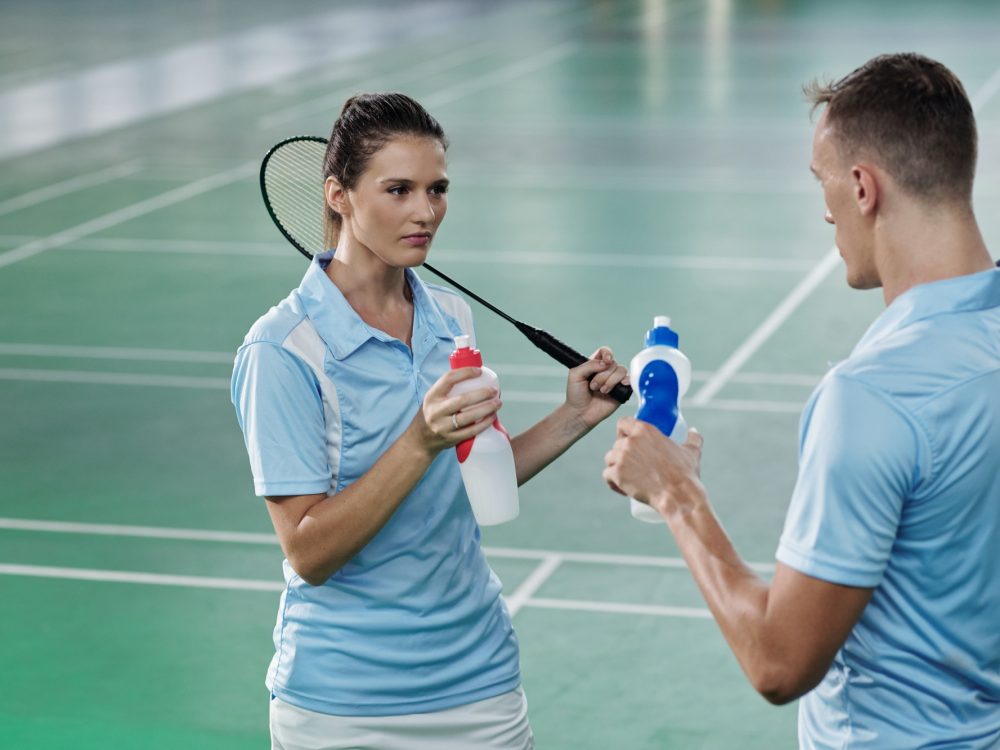Badminton Players Drinking Water